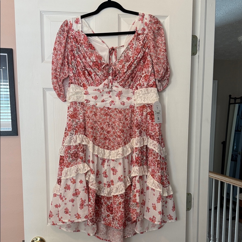 Arula Floral Red and White Dress